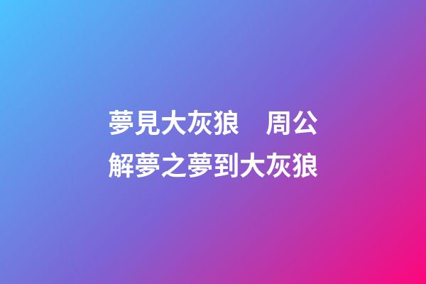 夢見大灰狼　周公解夢之夢到大灰狼